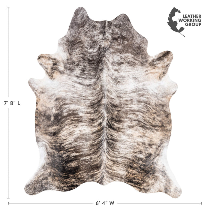Brazilian Light Grey Brindle Cowhide Rug Size 7'8" L x 6'4" W 8884
