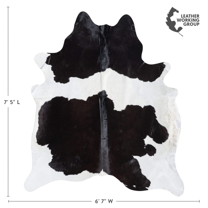 Brazilian Black and White Cowhide Rug Size 7'5" L x 6'7" W 8901