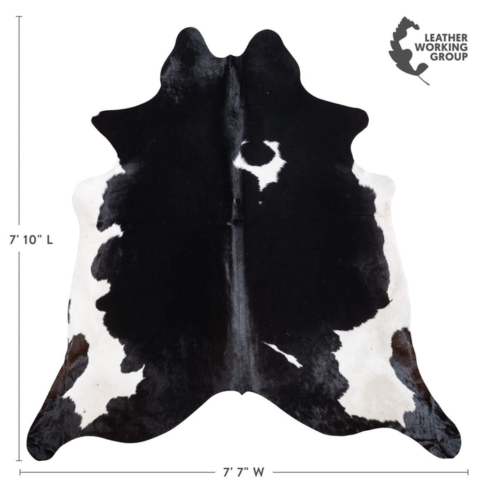 Brazilian Black and White Cowhide Rug Size 7'10" L x 7'7" W 8904