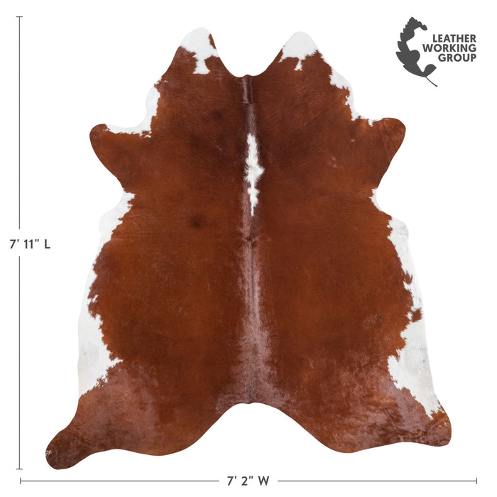 Brazilian Brown and White Cowhide Rug Size 7'11" L x 7'2" W 8930