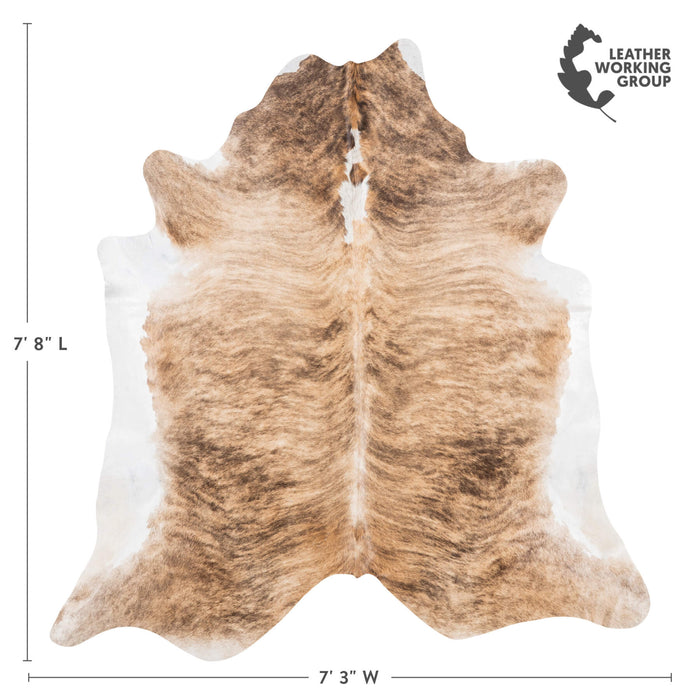 Brazilian Brindle White Belly Cowhide Rug Size 7'8" L x 7'3" W 8940