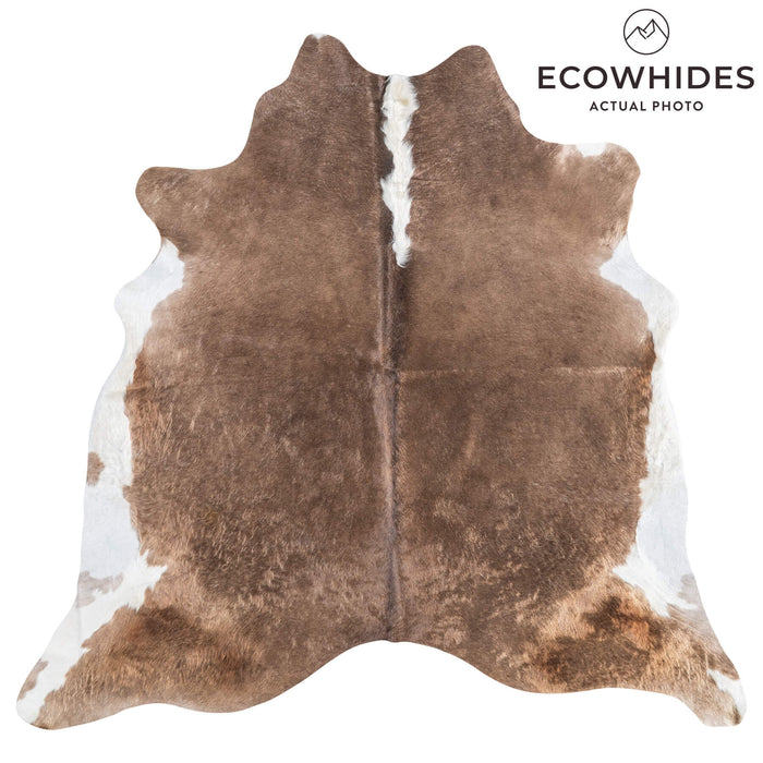 Brazilian Chocolate and White Cowhide Rug Size 7'4" L x 7'5" W 8941
