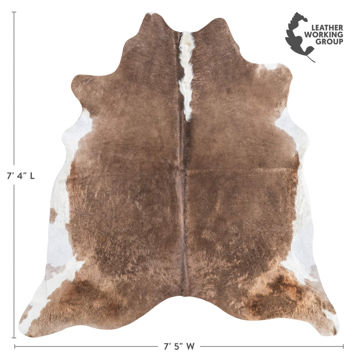 Brazilian Chocolate and White Cowhide Rug Size 7'4" L x 7'5" W 8941