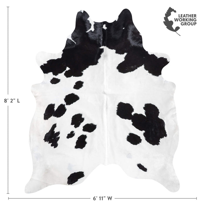 Brazilian Black and White Cowhide Rug Size 8'2" L x 6'11" W 8952