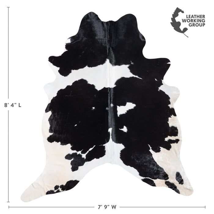 Brazilian Black and White Cowhide Rug Size 8'4" L x 7'9" W 8955