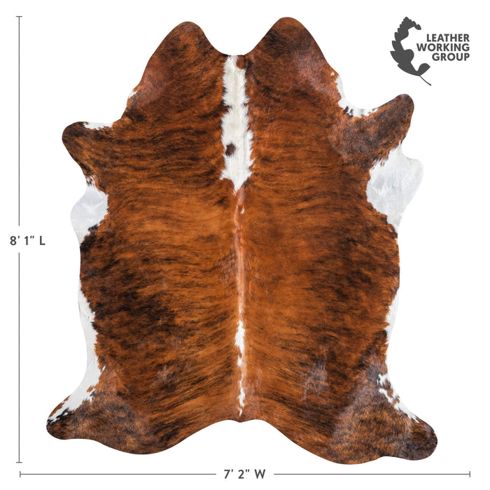 Brazilian Brindle White Belly and Backbone Cowhide Rug Size 8'1" L x 7'2" W 8963