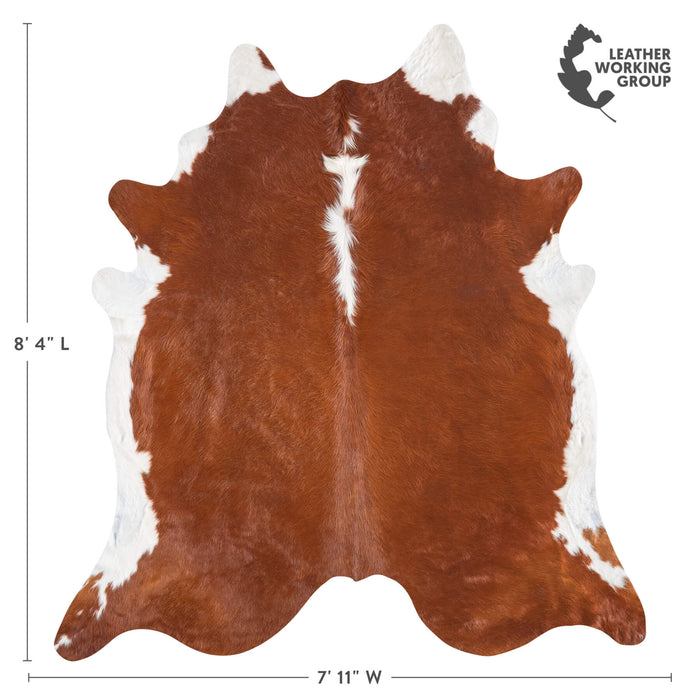 Brazilian Brown and White Cowhide Rug Size 8'4" L x 7'11" W 8965