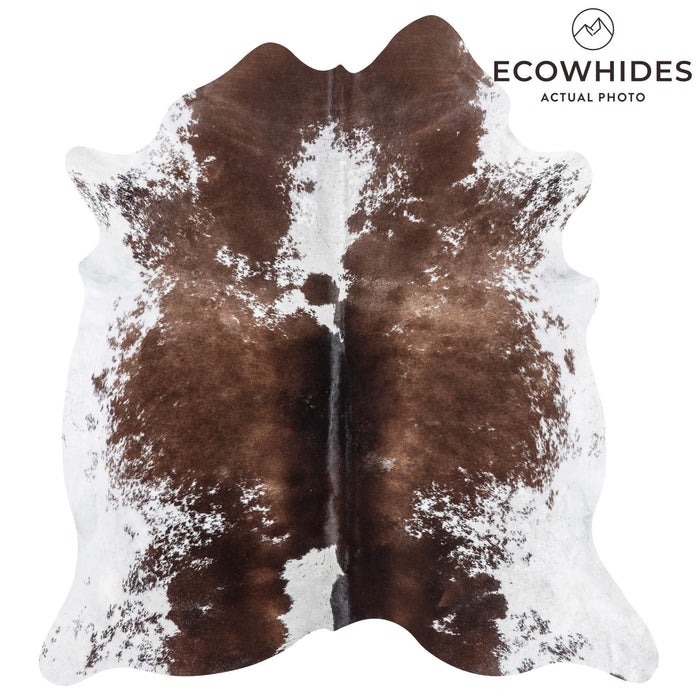 Brazilian Chocolate and White Cowhide Rug Size 7'2" L x 6'8" W 8972