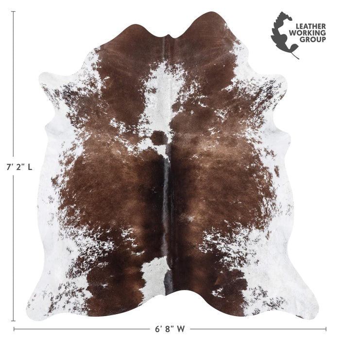 Brazilian Chocolate and White Cowhide Rug Size 7'2" L x 6'8" W 8972