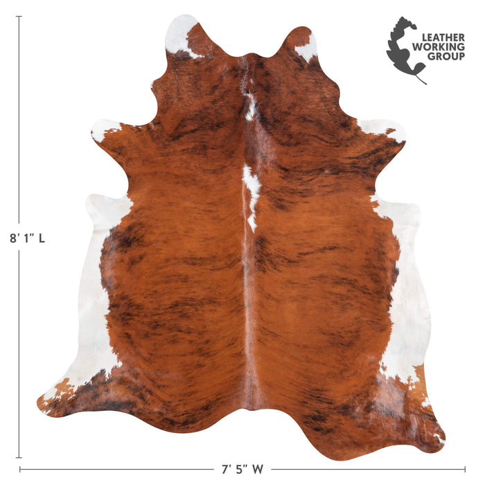 Brazilian Brindle White Belly Cowhide Rug Size 8'1" L x 7'5" W 8978