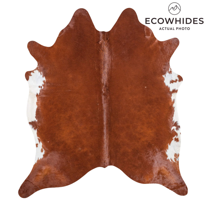 Brazilian Brown and White Cowhide Rug Size 8'4" L x 7'5" W 8979