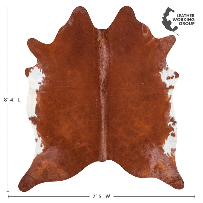 Brazilian Brown and White Cowhide Rug Size 8'4" L x 7'5" W 8979