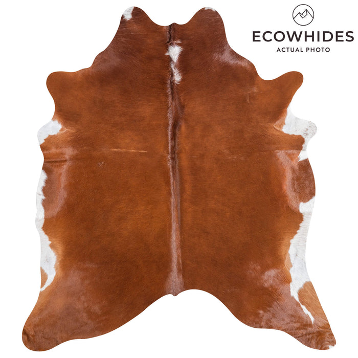 Brazilian Brown and White Cowhide Rug Size 7'11" L x 6'9" W 8984