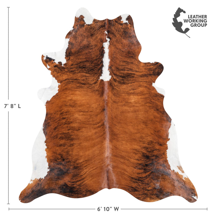 Brazilian Brindle White Belly and Backbone Cowhide Rug Size 7'8" L x 6'10" W 8986