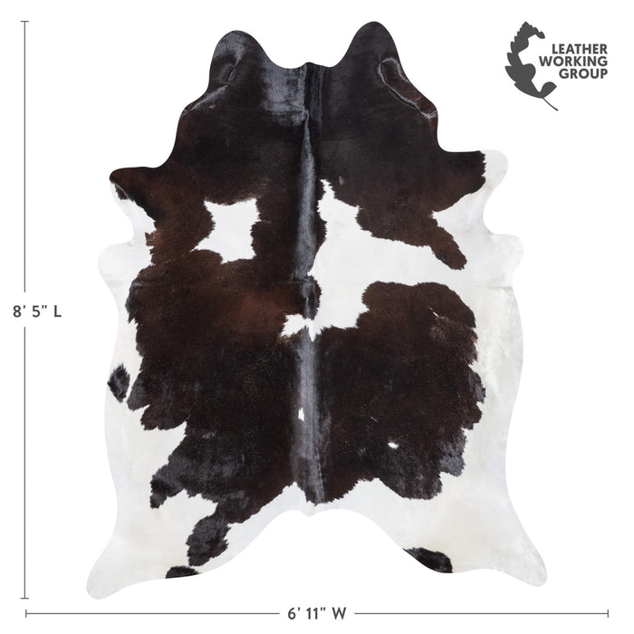 Brazilian Chocolate and White Cowhide Rug Size 8'5" L x 6'11" W 8989