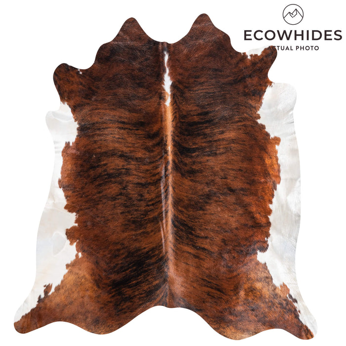 Brazilian Brindle White Belly Cowhide Rug Size 7'2" L x 7'4" W 8991