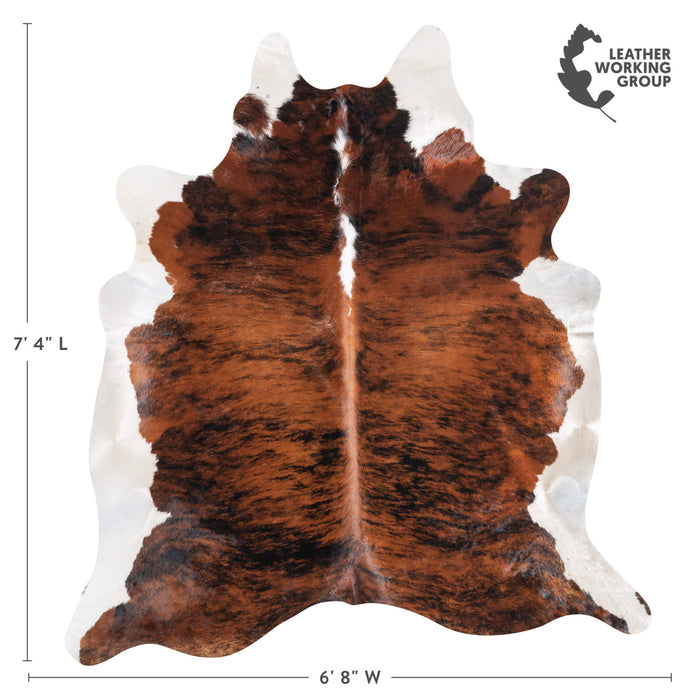Brazilian Brindle White Belly Cowhide Rug Size 7'4" L x 6'8" W 8995