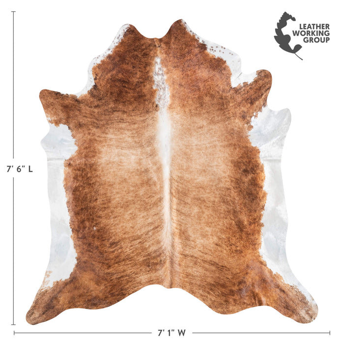 Brazilian Brindle White Belly and Backbone Cowhide Rug Size 7'6" L x 7'1" W 8999