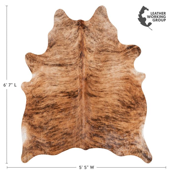 Brazilian Brindle Cowhide Rug Size 6'7" L x 5'5" W 9025