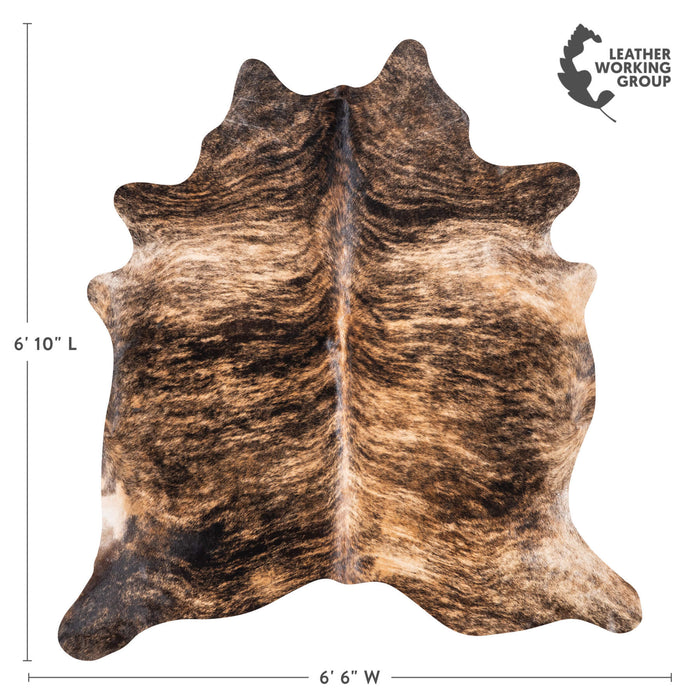 Brazilian Brindle Cowhide Rug Size 6'10" L x 6'6" W 9043