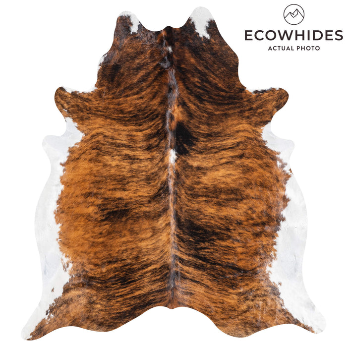 Brazilian Brindle White Belly Cowhide Rug Size 8'0" L x 7'5" W 9051
