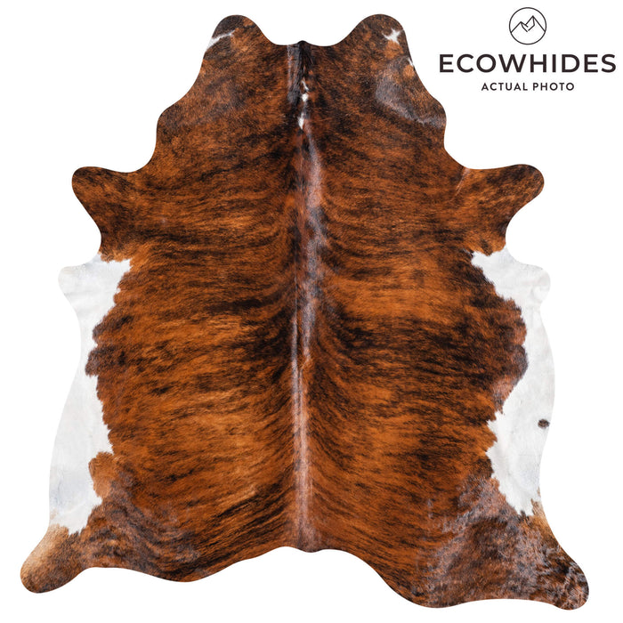 Brazilian Brindle White Belly Cowhide Rug Size 7'6" L x 7'6" W 9052