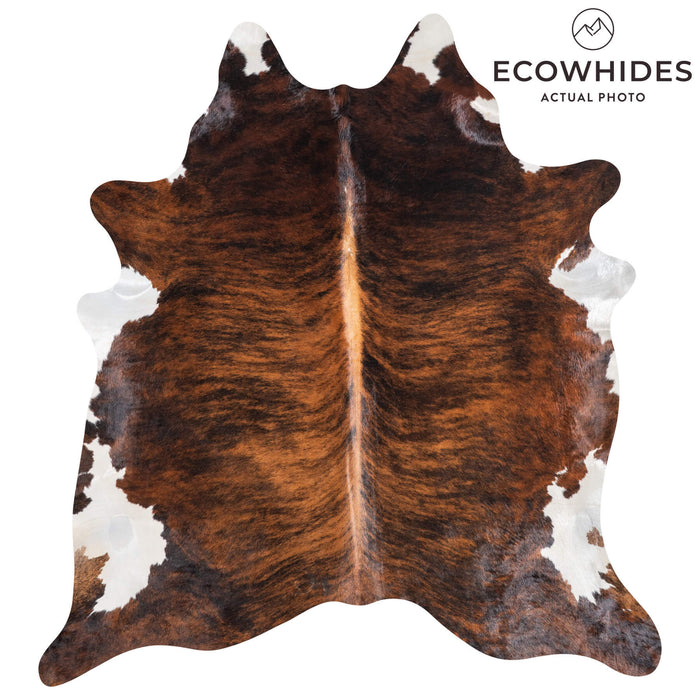 Brazilian Brindle White Belly Cowhide Rug Size 7'4" L x 6'10" W 9065