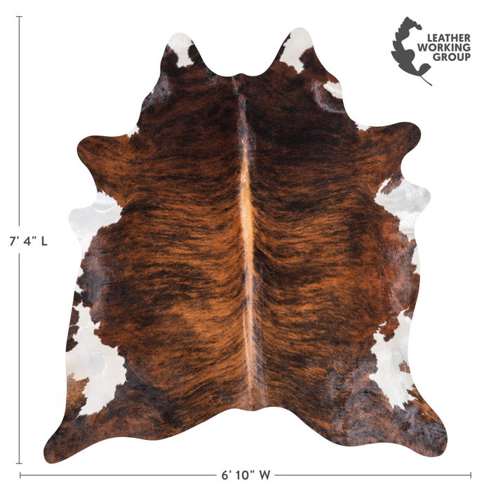 Brazilian Brindle White Belly Cowhide Rug Size 7'4" L x 6'10" W 9065