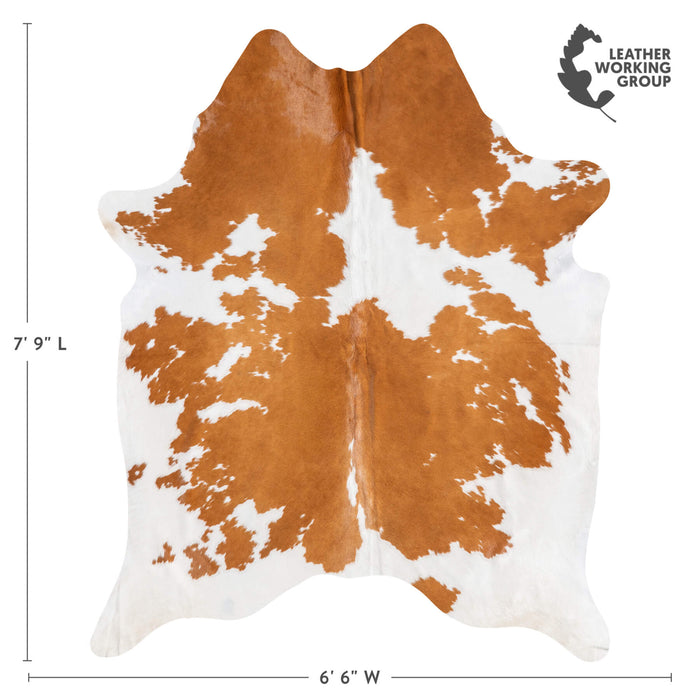 Brazilian Brown and White Cowhide Rug Size 7'9" L x 6'6" W 9070