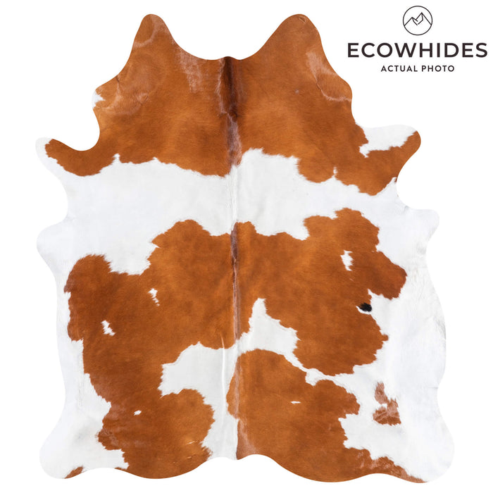 Brazilian Brown and White Cowhide Rug Size 7'4" L x 6'6" W 9071