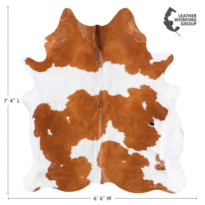 Brazilian Brown and White Cowhide Rug Size 7'4" L x 6'6" W 9071