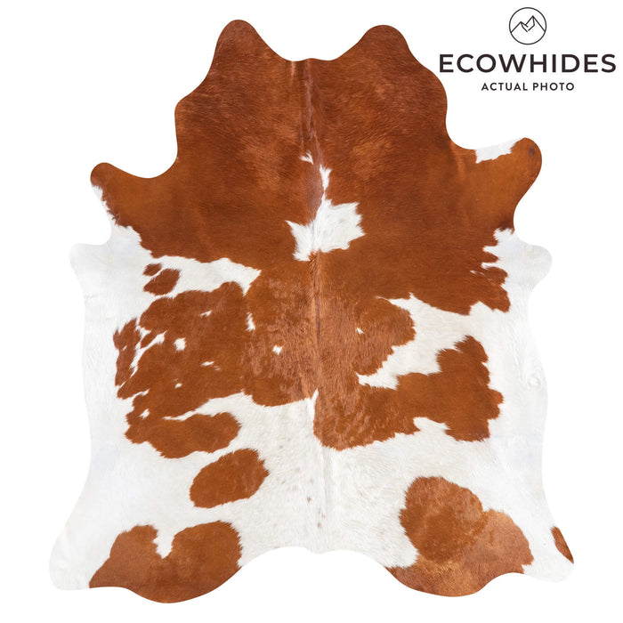 Brazilian Brown and White Cowhide Rug Size 7'5" L x 6'9" W 9074