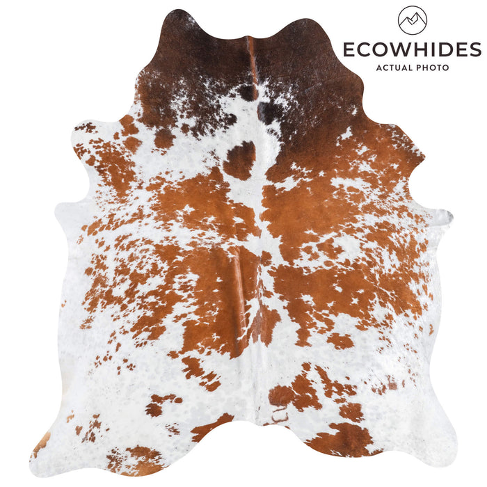 Brazilian Brown and White Cowhide Rug Size 7'.4" L x 6'10" W 9076