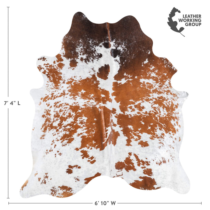 Brazilian Brown and White Cowhide Rug Size 7'.4" L x 6'10" W 9076