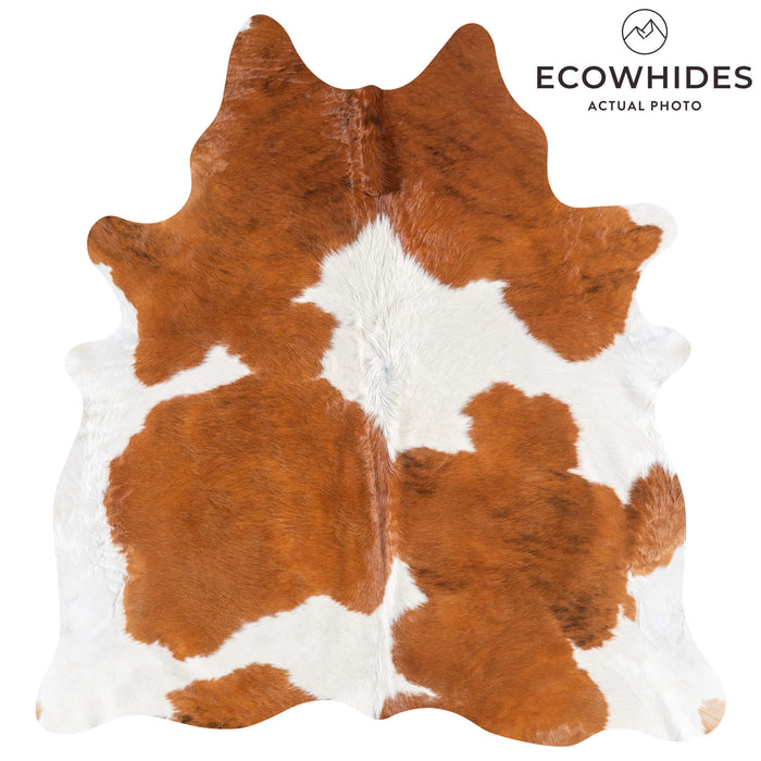 Brazilian Brown and White Cowhide Rug Size 6'11" L x 6'8" W 9080