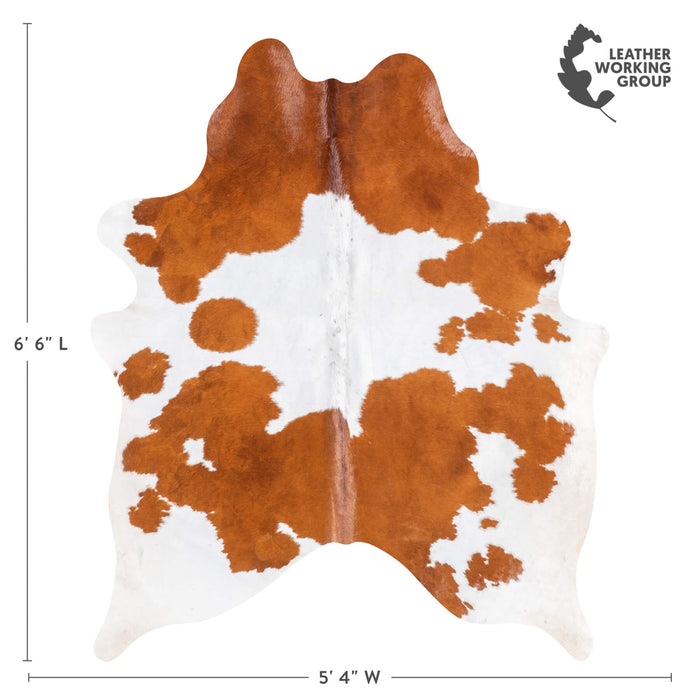 Brazilian Brown and White Cowhide Rug Size 6'6" L x 5'4" W 9082