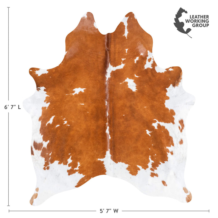 Brazilian Brown and White Cowhide Rug Size 6'7" L x 5'7" W 9083