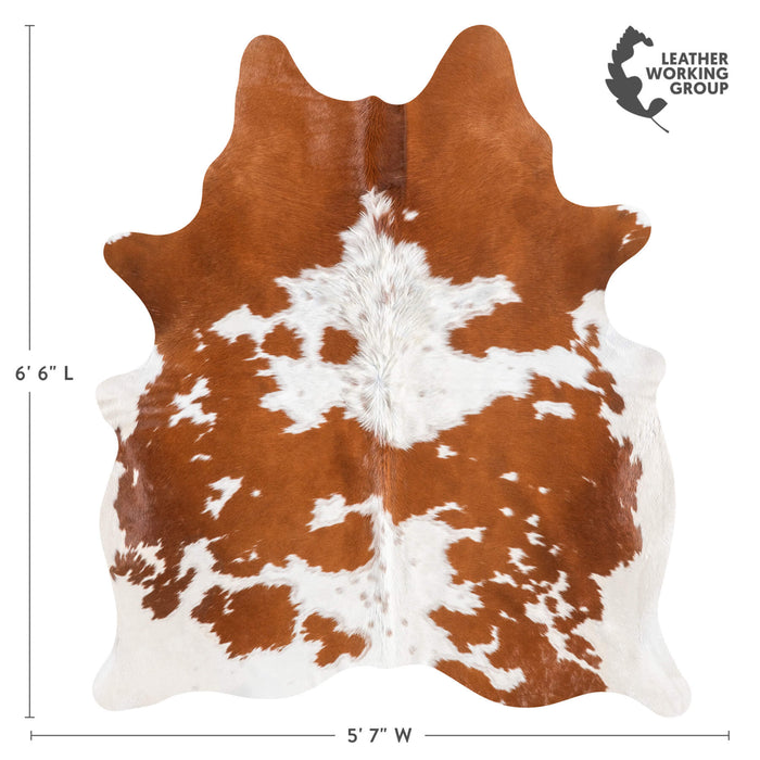 Brazilian Brown and White Cowhide Rug Size 6'6" L x 5'7" W 9086