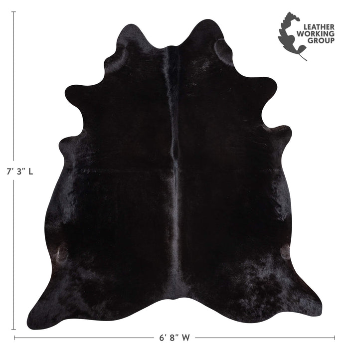 Brazilian Solid Black Cowhide Rug Size 7'3" L x 6'8" W 9104