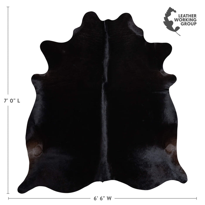 Brazilian Solid Black Cowhide Rug Size 7'0" L x 6'6" W 9106
