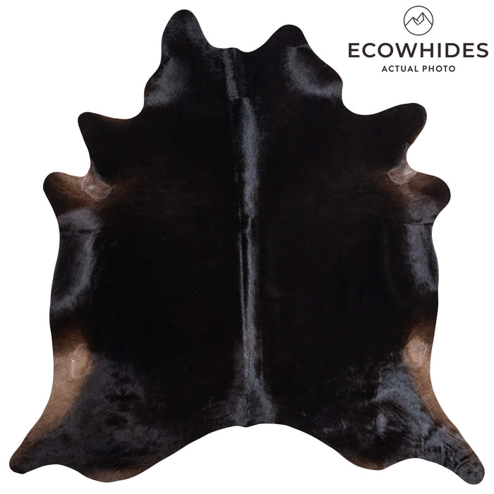 Brazilian Solid Black Cowhide Rug Size 7'3" L x 6'11" W 9108