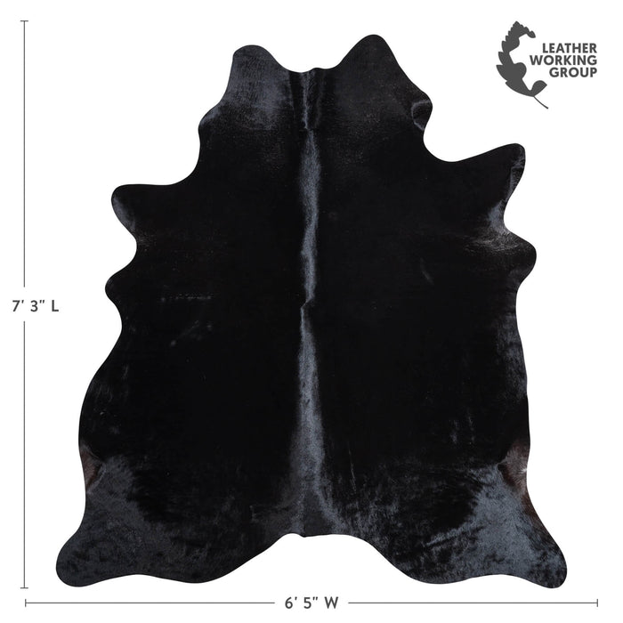 Brazilian Solid Black Cowhide Rug Size 7'3" L x 6'5" W 9109