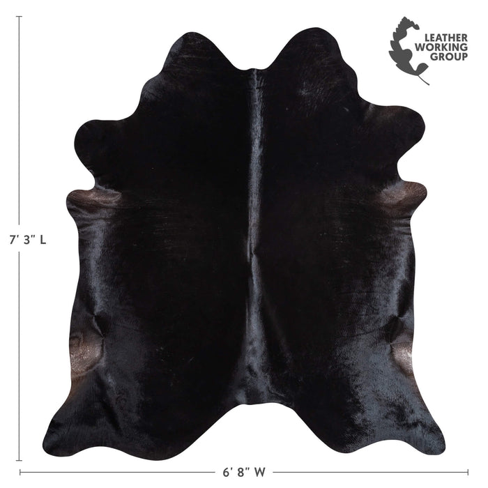 Brazilian Solid Black Cowhide Rug Size 7'3" L x 6'8" W 9111