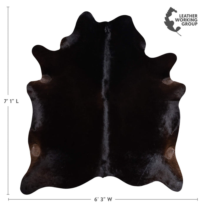 Brazilian Solid Black Cowhide Rug Size 7'1" L x 6'3" W 9112