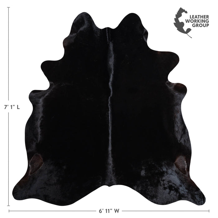Brazilian Solid Black Cowhide Rug Size 7'1" L x 6'11" W 9114