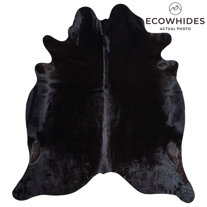 Brazilian Solid Black Cowhide Rug Size 7'1" L x 6'4" W 9115