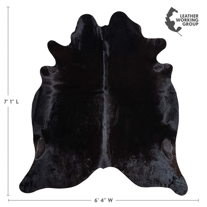 Brazilian Solid Black Cowhide Rug Size 7'1" L x 6'4" W 9115