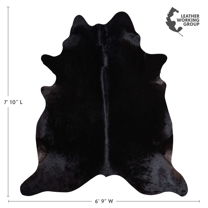 Brazilian Solid Black Cowhide Rug Size 7'10" L x 6'9" W 9117