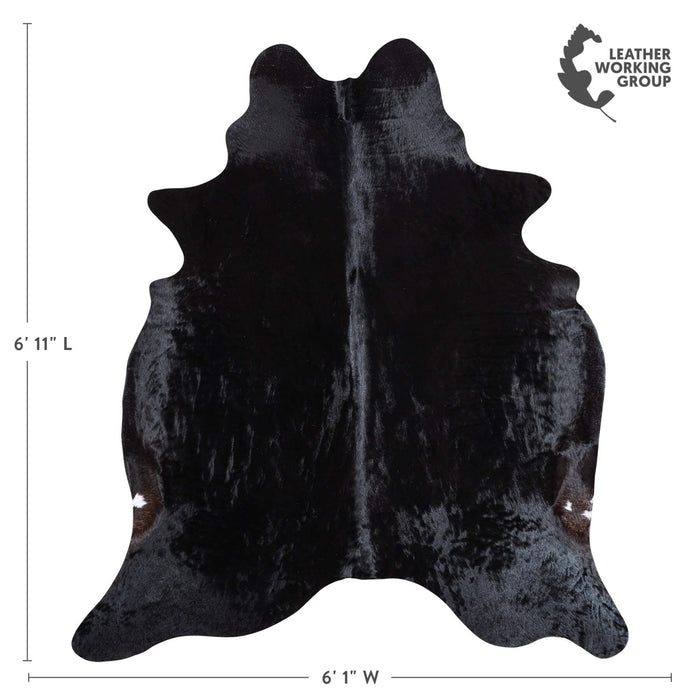 Brazilian Solid Black Cowhide Rug Size 6'11" L x 6'1" W 9120