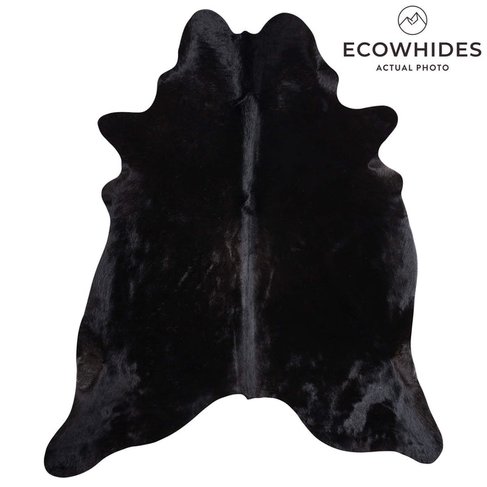 Brazilian Solid Black Cowhide Rug Size 7'2" L x 6'1" W 9121